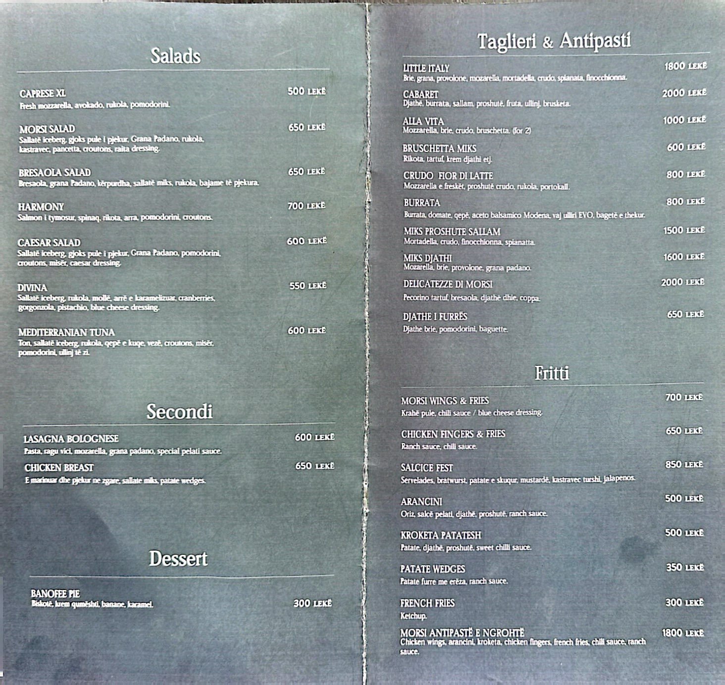 Page of Menu at Morsi 