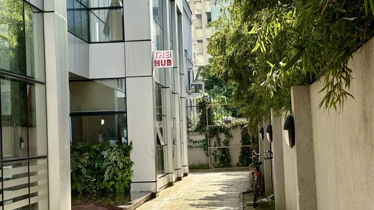 Photo of the Alley with the Lunch Hub sign towards the end