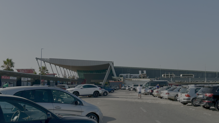 Photo of Tirana airport from the Bus area parking lot